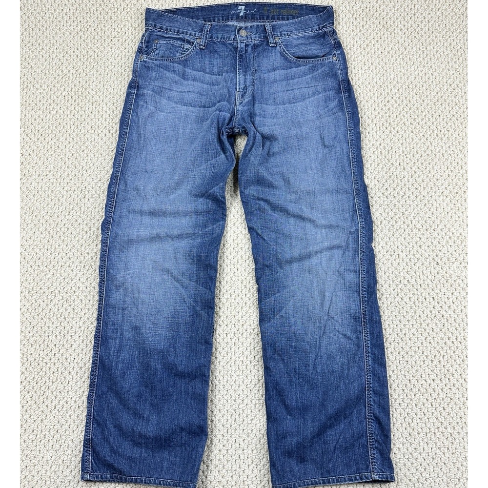 7 For All Mankind Jeans Mens 34x31 Blue A Pocket Relaxed Baggy Loose Whisker Y2K